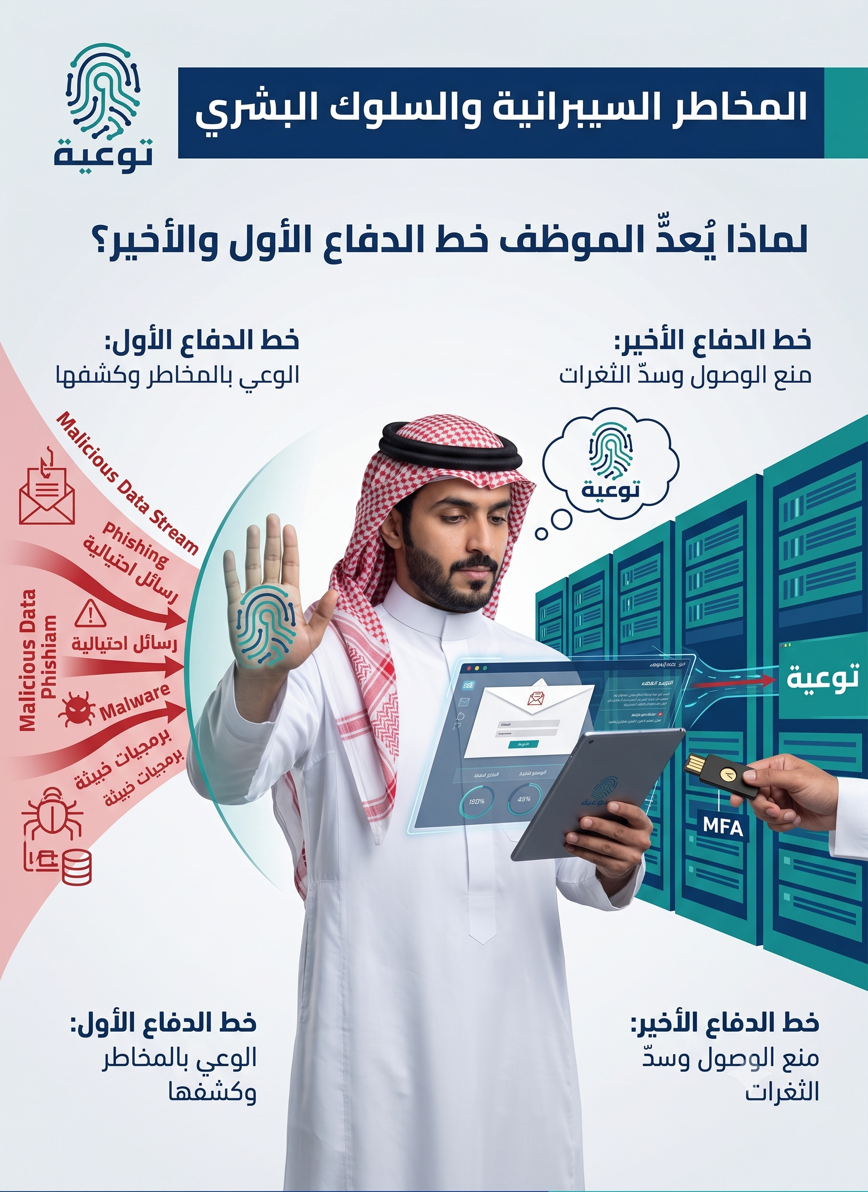 المخاطر السيبرانية والسلوك البشري: لماذا يُعدّ الموظف خط الدفاع الأول والأخير؟